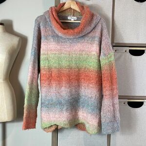 MACARON pastel rainbow wool blend cowl neck
